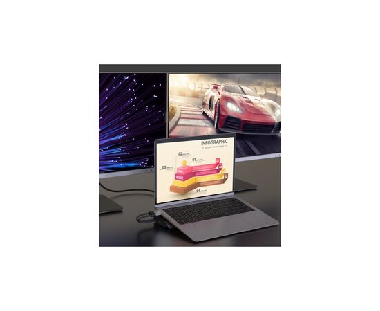 Порт-репликатор J5create Dock-Station USB-C 10Gbps, 12-in-1 (слот M2 NVMe/хаб/HDMI/DP/PD/картрид/LAN) (JCD552-N), изображение 7