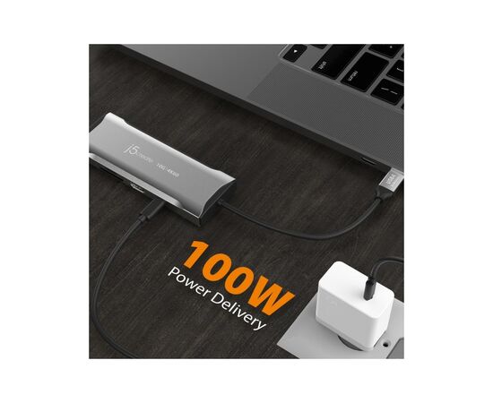 Порт-репликатор J5create Dock-Station USB-C 10Gbps, 7-in-1 (хаб/HDMI/PD/картридер) (JCD393-N), изображение 10