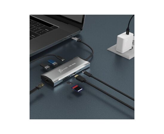 Порт-репликатор J5create Dock-Station USB-C 10Gbps, 7-in-1 (хаб/HDMI/PD/картридер) (JCD393-N), изображение 7