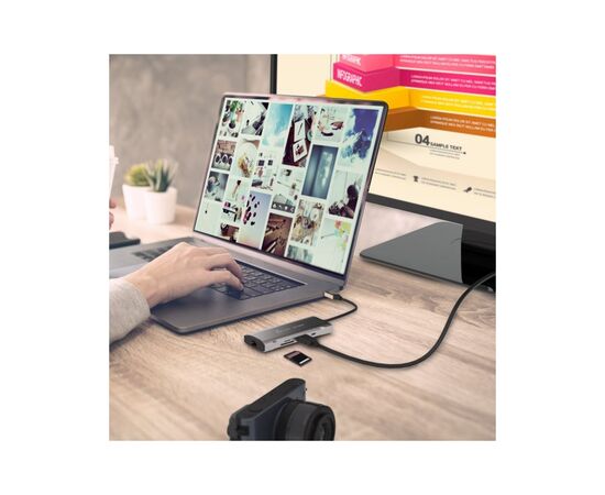 Порт-репликатор J5create Dock-Station USB-C 10Gbps, 7-in-1 (хаб/HDMI/PD/картридер) (JCD393-N), изображение 8