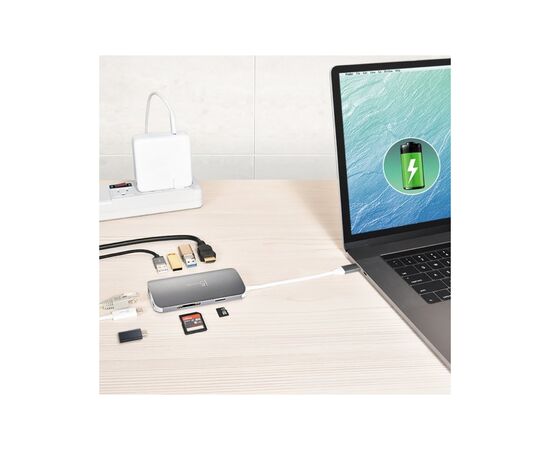 Порт-репликатор J5create Dock-Station USB-C 9-in-1 (хаб/HDMI/PD/картридер) (JCD383-N), изображение 7