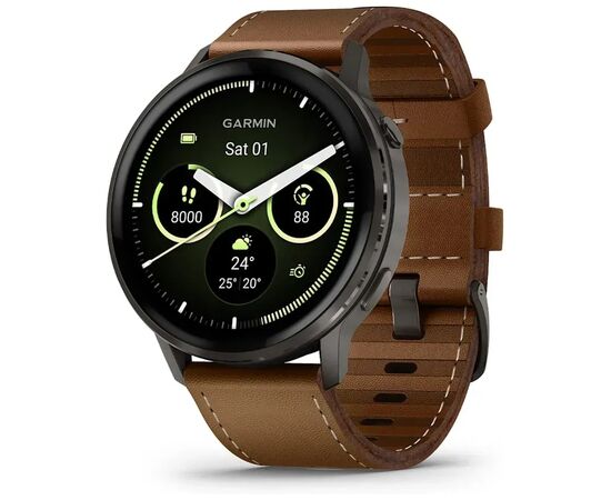Смарт-часы Garmin Venu 4 (45mm), Black w/ Slate + Leather, GPS смарт-годинник (010-03014-03), изображение 2