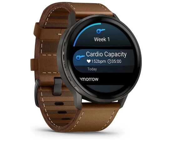Смарт-часы Garmin Venu 4 (45mm), Black w/ Slate + Leather, GPS смарт-годинник (010-03014-03), изображение 4