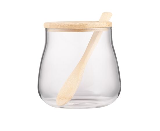 Емкость для сыпучих продуктов Ardesto Midori Sugar 500мл, скло, бамбук, прозорий (AR1350BHB)