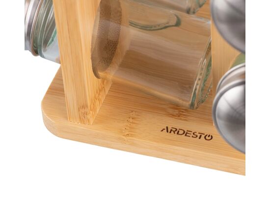 Набір для спецій Ardesto Midori, 9 предметів, 80мл бамбук, нержавіюча сталь (AR1408B), зображення 4