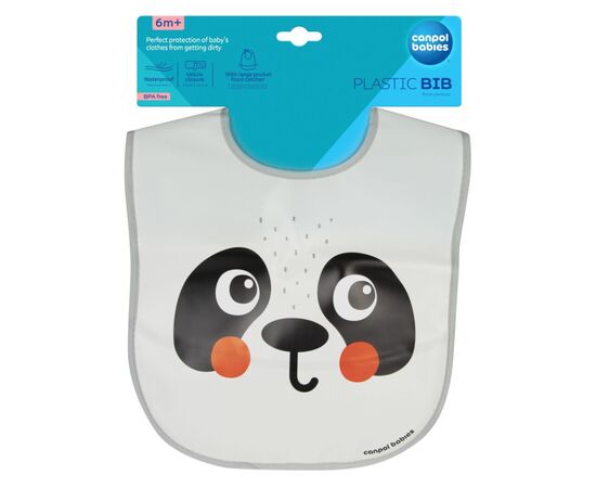 Нагрудничек Canpol babies Hello Little - панда, пластмасовий з кишенькою (9/232_whi), изображение 4