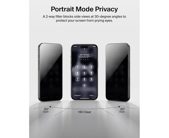Стекло защитное Belkin iPhone 17 Pro Privacy TemperedGlass (OVA213HQ), изображение 4