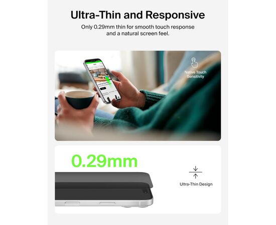 Стекло защитное Belkin iPhone 17 Pro Privacy TemperedGlass (OVA213HQ), изображение 6