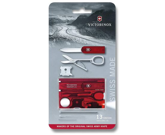 Мультитул Victorinox SwissCard Lite Transparent Red Blister (0.7300.TB1), зображення 5
