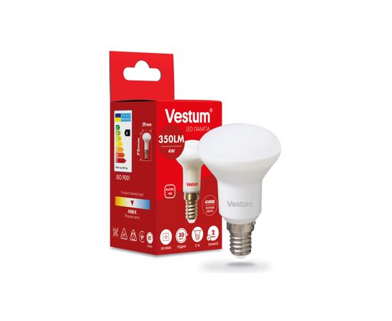 Лампочка Vestum R39 4W 4100K 220V E14 (1-VS-1401), изображение 2