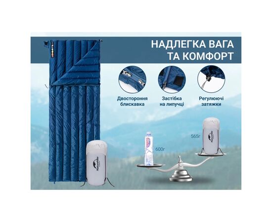 Спальный мешок Naturehike з натуральним пухом CWM295 CNK2300SD013, блакитний (6976023920899), изображение 10
