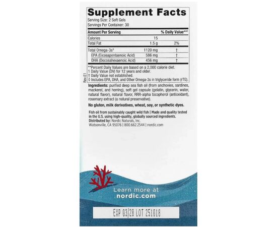 Витаминно-минеральный комплекс Nordic Naturals Омега-3, рыбий жир для подростков, вкус клубники, Teen, Ultima (NOR-06110), изображение 2