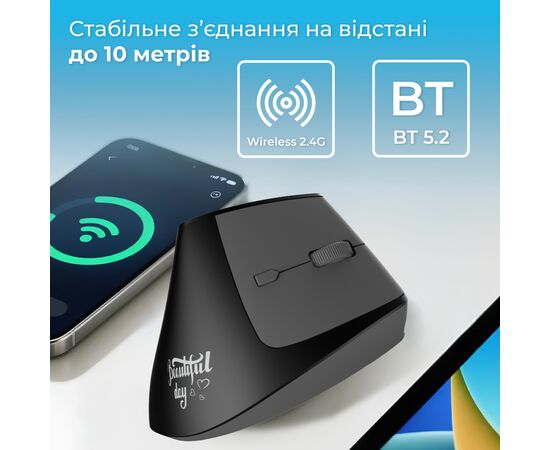 Мишка Ajazz i300 Wireless/Bluetooth/USB Black (i300-B), зображення 7