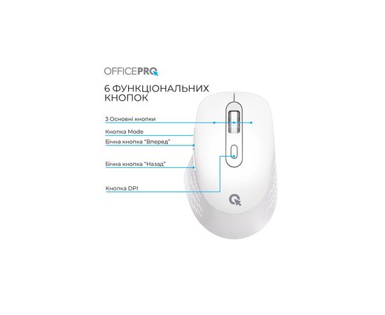 Мышка OfficePro M265W Wireless/Bluetooth Silent Click White (M265W), изображение 10