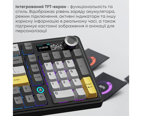 Клавиатура Ajazz AK980 V2 Gift Switch V2 Wireless/Bluetooth/USB UA Black/Grey/Yellow (AK980-V2-G-BGY), изображение 11
