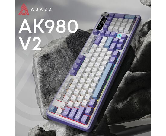 Клавиатура Ajazz AK980 V2 Gift Switch V2 Wireless/Bluetooth/USB UA White/Blue (AK980-V2-G-PWB), изображение 6