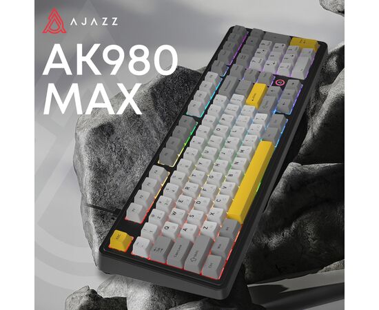 Клавиатура Ajazz AK980 MAX Magnetic Switch USB UA Black/Grey/Yellow (AK980-MAX-M-BGY), изображение 6