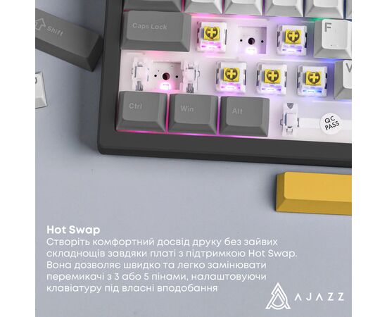 Клавиатура Ajazz AK650 Moon Yellow Switch USB UA Black/Grey/Yellow (AK650-MY-GWY), изображение 12