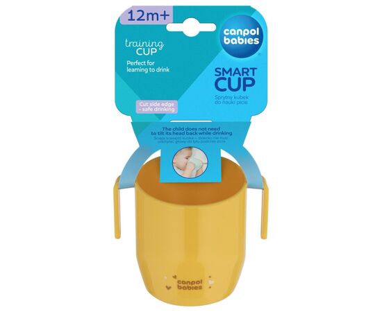 Набор детской посуды Canpol babies ергономічна кружка для навчання самостійного пиття, жовта (74/060_yel), изображение 6