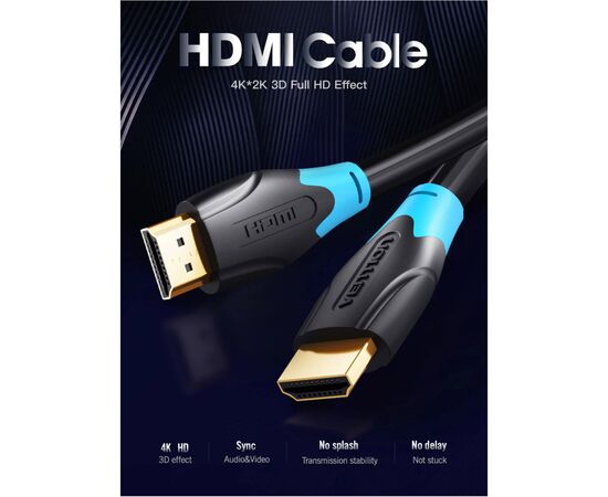 Кабель мультимедийный HDMI M to HDMI M 1.0m V2.0 VENTION (AACBF), изображение 3