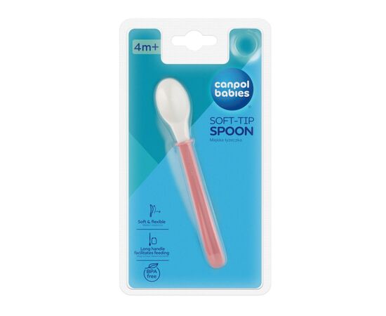 Набор детской посуды Canpol babies ложка м'яка силiконова - рожева (21/488_pin2), изображение 3