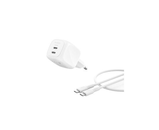 Зарядное устройство Belkin 2xUSB-C PD50W GaN PPS + cable USB-C to USB-C 1.0m white (WCH019KQ1MWH-B6)