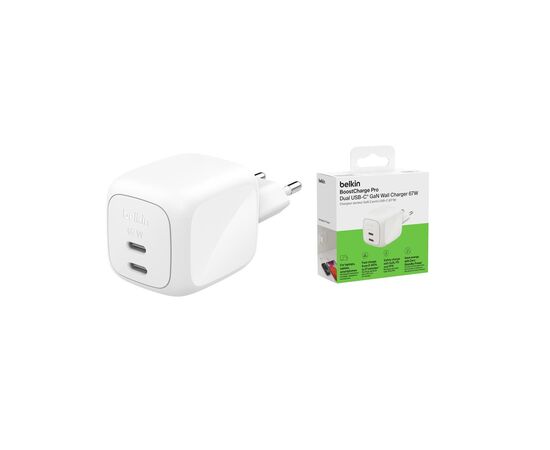 Зарядний пристрій Belkin 2xUSB-C PD67W GaN PPS white (WCH020KQWH), зображення 5
