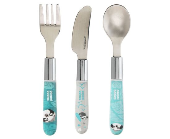 Набор детской посуды Canpol babies EXOTIC ANIMALS столові прибори з нержавіючої сталі, синій (9/477_blu2)