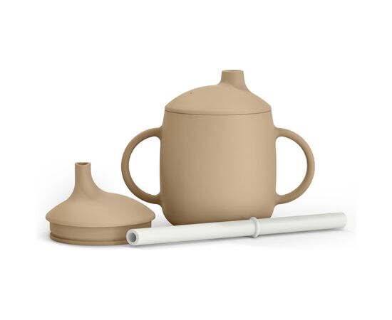 Поильник-непроливайка Suavinex Colour Essence силіконова 3 в 1 (з носиком та трубочкою), 270 мл, +6 м. , бежева (402898)