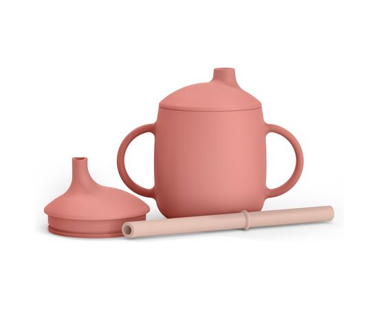 Поильник-непроливайка Suavinex Colour Essence силіконова 3 в 1 (з носиком та трубочкою), 270 мл, +6 м, рожева (402900)