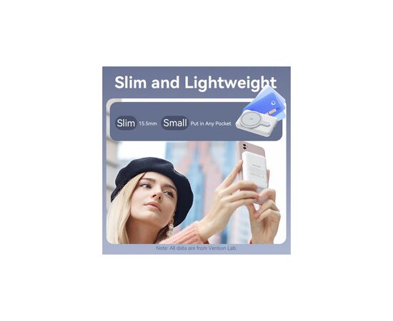 Батарея универсальная VENTION Magnetic Wireless 5000mAh 20W PD, USB-C, QI-15W Pink (FHSP0), изображение 6