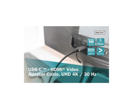 Кабель мультимедійний USB-C to HDMI M 1.8m UHD 4K Digitus (DA-70821), зображення 6