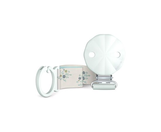 Клипса для пустышек Suavinex Poetry із тканинною стрічкою, м'ятна з малюнком (402998), изображение 2