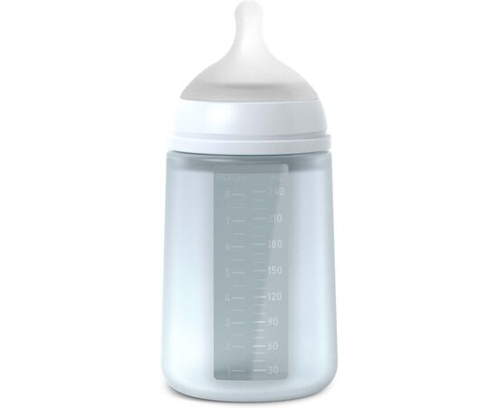 Бутылочка для кормления Suavinex Colour Essence, 240 мл, силіконова, 240 мл, фізіологічна соска повільний потік, , світло-блакитн (308653), изображение 2