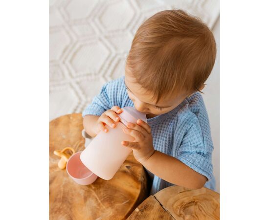 Пляшечка для годування Suavinex Colour Essence, 240 мл, силіконова, 240 мл, фізіологічна соска повільний потік, , світло-рожева (308654), зображення 5