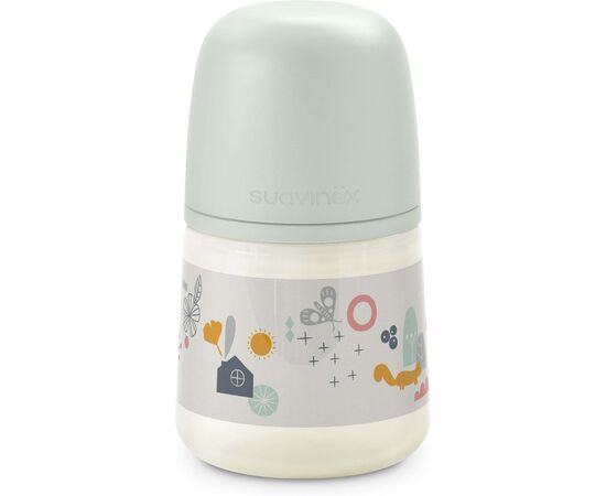 Пляшечка для годування Suavinex A walk in the park, 150 мл, фізіологічна соска повільний потік, зелена (308314)