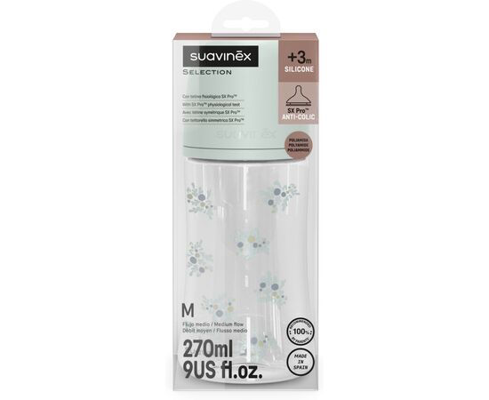 Бутылочка для кормления Suavinex Poetry, 270 мл, фізіологічна соска середній потік, м'ятна (308970), изображение 3