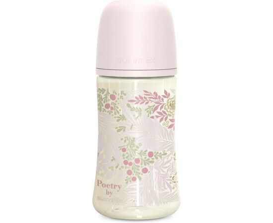 Бутылочка для кормления Suavinex Poetry, 270 мл, фізіологічна соска середній потік, світло-рожева (308969)