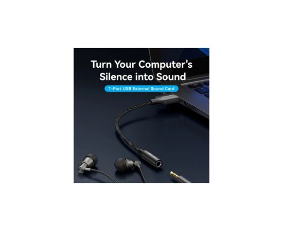 Звуковая плата VENTION USB AM to 3.5mm F 0.25m (4pin) 96kHz/24bit DSP noise reduction (CVEBC), изображение 4