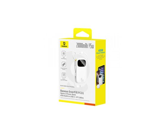 Батарея универсальная Baseus EnerFill FC31 Qpow 3 20000mAh 45W PD/3.0 QC/4.0 White (E0028D01), изображение 3