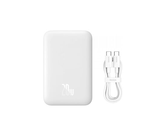 Батарея универсальная Baseus Magnetic Wireless Mini Air 6000mAh 20W PD, QC, Qi-15W, White (6932172641429), изображение 9