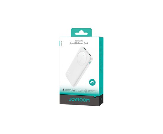 Батарея универсальная JOYROOM 10000mAh 12W QC, 2xUSB-A, USB-C In/Out White (JR-PBF12), изображение 7