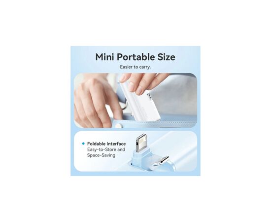 Батарея універсальна VENTION 4800mAh 22,5W PD, USB-C In/Out, LED display, with built-in Lightning cable Black (FHRB0), зображення 3