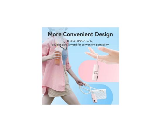 Батарея універсальна VENTION 4800mAh 22,5W PD, USB-C In/Out, LED display, with built-in Lightning cable Black (FHRB0), зображення 5