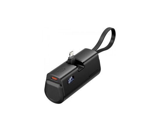 Батарея універсальна VENTION 4800mAh 22,5W PD, USB-C In/Out, LED display, with built-in Lightning cable Black (FHRB0)