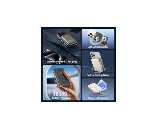 Батарея универсальная VENTION Magnetic Wireless 10000mAh 20W PD USB-C In/Out, QI-15W Black (FHNB0), изображение 6