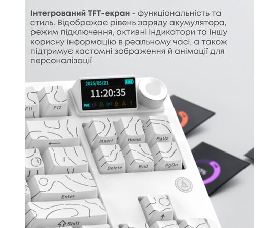 Клавиатура Ajazz AK870 V2 Maillard Switch Wireless/Bluetooth/USB UA White (AK870-V2-S-W), изображение 10