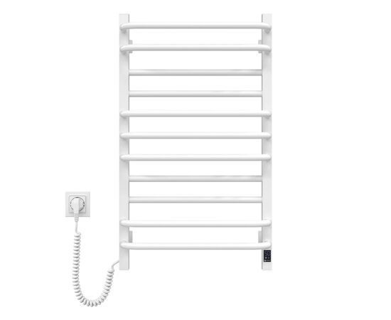 Сушарка для рушників Navin Грандіс, 800х480х161мм, таймер-регулятор, сталь, білий, ліве підключення (12-108153-4880), зображення 2