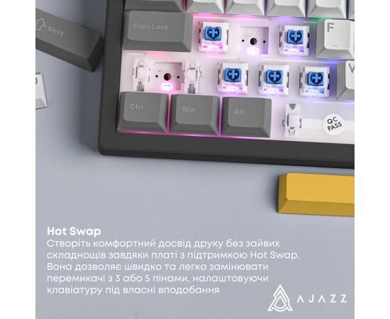 Клавиатура Ajazz AK870 V2 Flying Fish Switch USB UA Black/Grey/Yellow (AK870-V2-FF-BGY), изображение 10