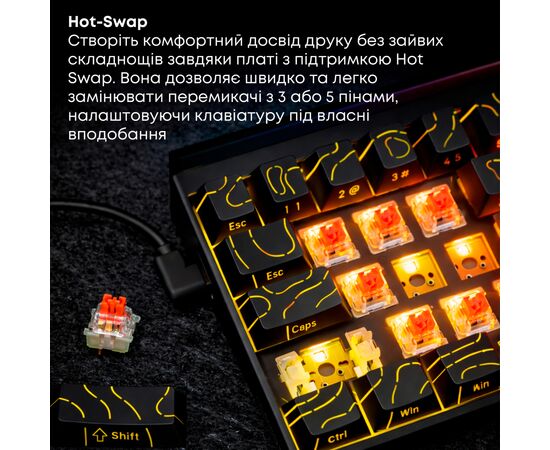 Клавіатура Ajazz NK68 Red Switch USB UA Black (NK68-R-S-B), зображення 11